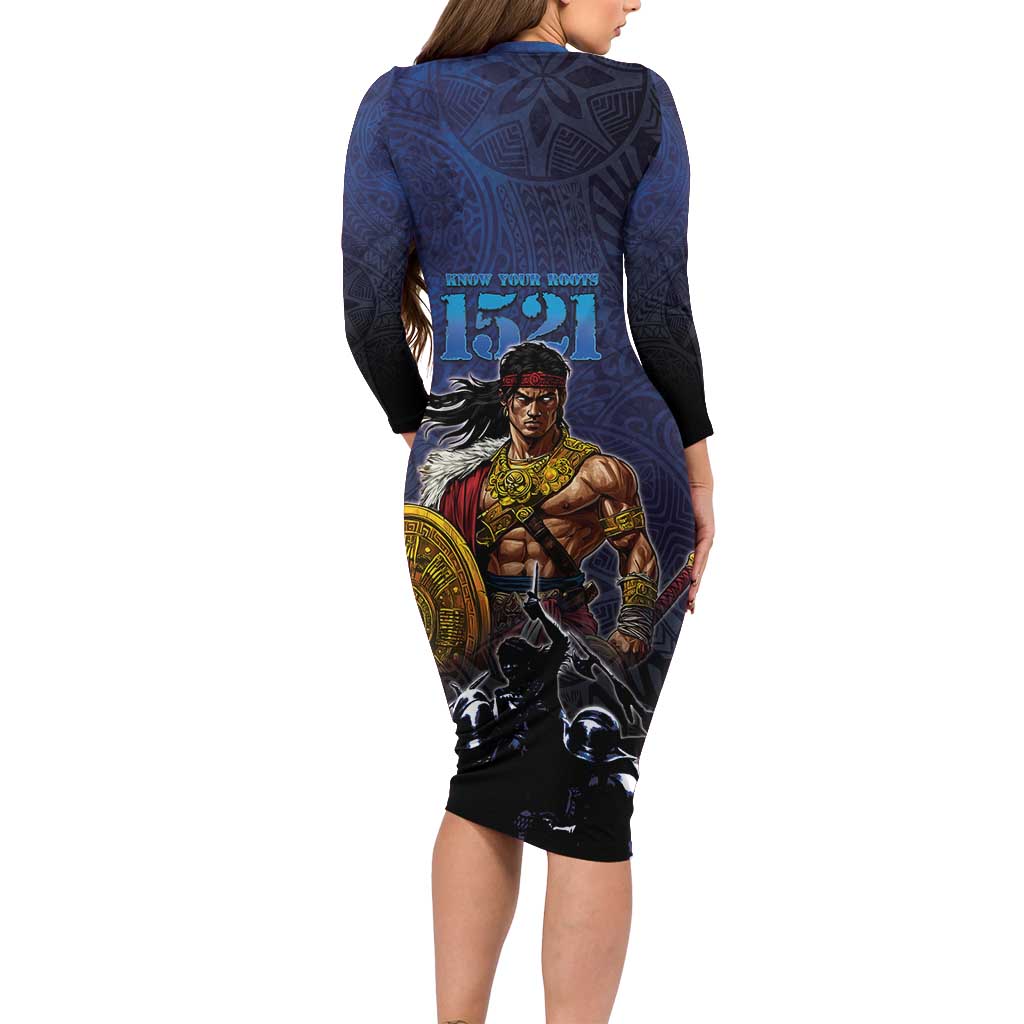 Philippines The First Hero Long Sleeve Bodycon Dress Lapu Lapu Know Your Roots LT05 - Polynesian Pride