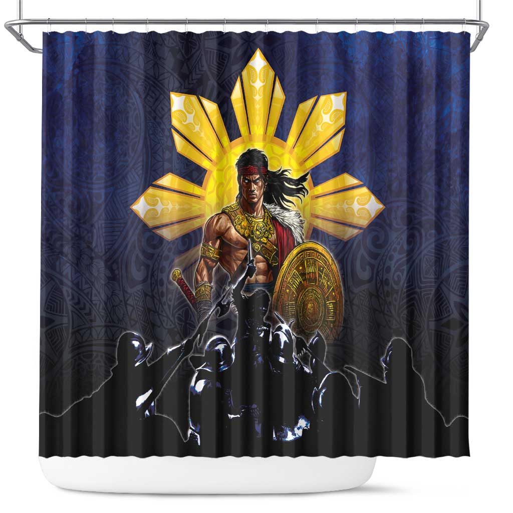 Philippines The First Hero Shower Curtain Lapu Lapu Know Your Roots LT05 Navy - Polynesian Pride
