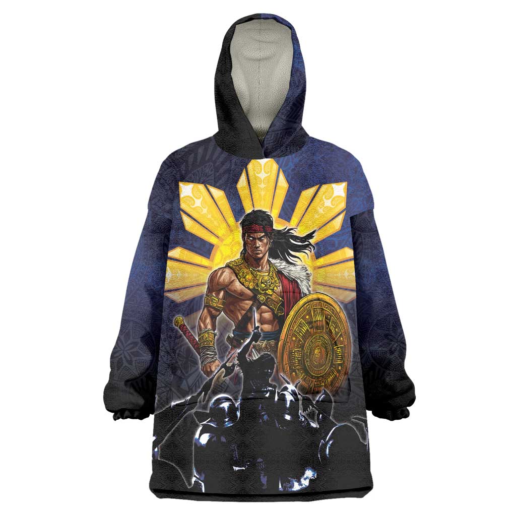 Philippines The First Hero Wearable Blanket Hoodie Lapu Lapu Know Your Roots LT05 One Size Navy - Polynesian Pride