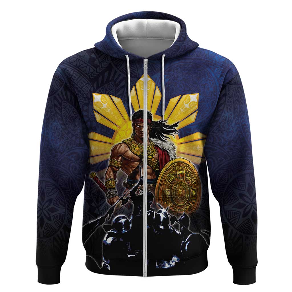 Philippines The First Hero Zip Hoodie Lapu Lapu Know Your Roots LT05 Zip Hoodie Navy - Polynesian Pride