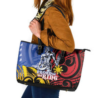 Philippines Lapu-Lapu Leather Tote Bag Proud Of My King LT05 Blue - Polynesian Pride