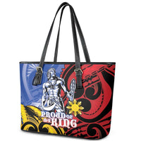 Philippines Lapu-Lapu Leather Tote Bag Proud Of My King LT05 - Polynesian Pride