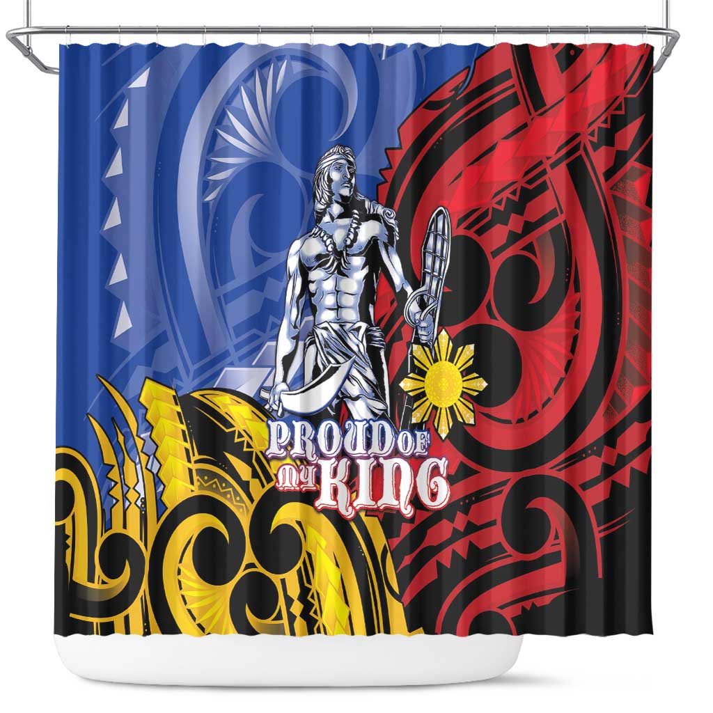 Philippines Lapu-Lapu Shower Curtain Proud Of My King LT05 Blue - Polynesian Pride
