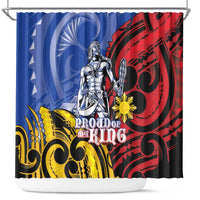 Philippines Lapu-Lapu Shower Curtain Proud Of My King LT05 Blue - Polynesian Pride