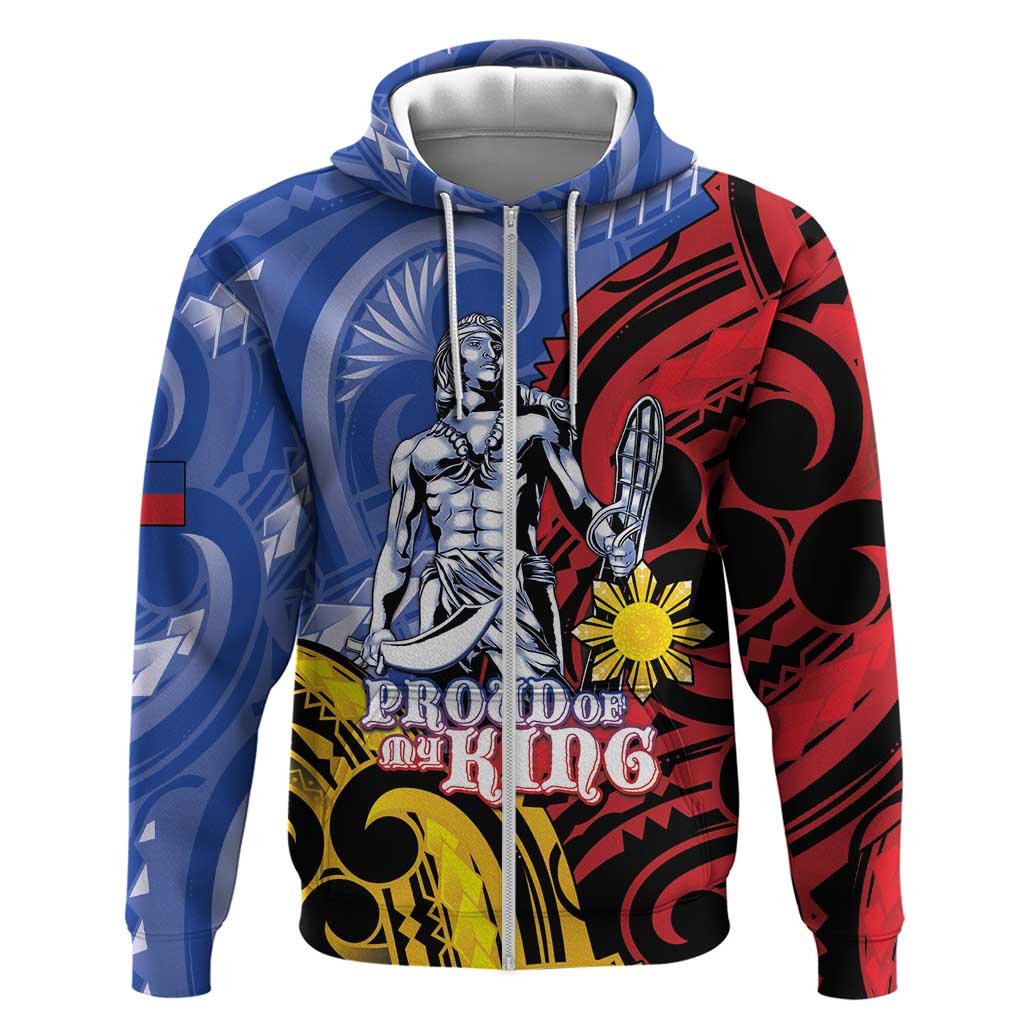 Philippines Lapu-Lapu Zip Hoodie Proud Of My King LT05 Zip Hoodie Blue - Polynesian Pride