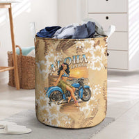 Aloha Hawaii Biker Laundry Basket Ride To Paradise LT05 Beige - Polynesian Pride