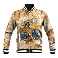Aloha Hawaii Biker Baseball Jacket Ride To Paradise LT05 Unisex Beige - Polynesian Pride