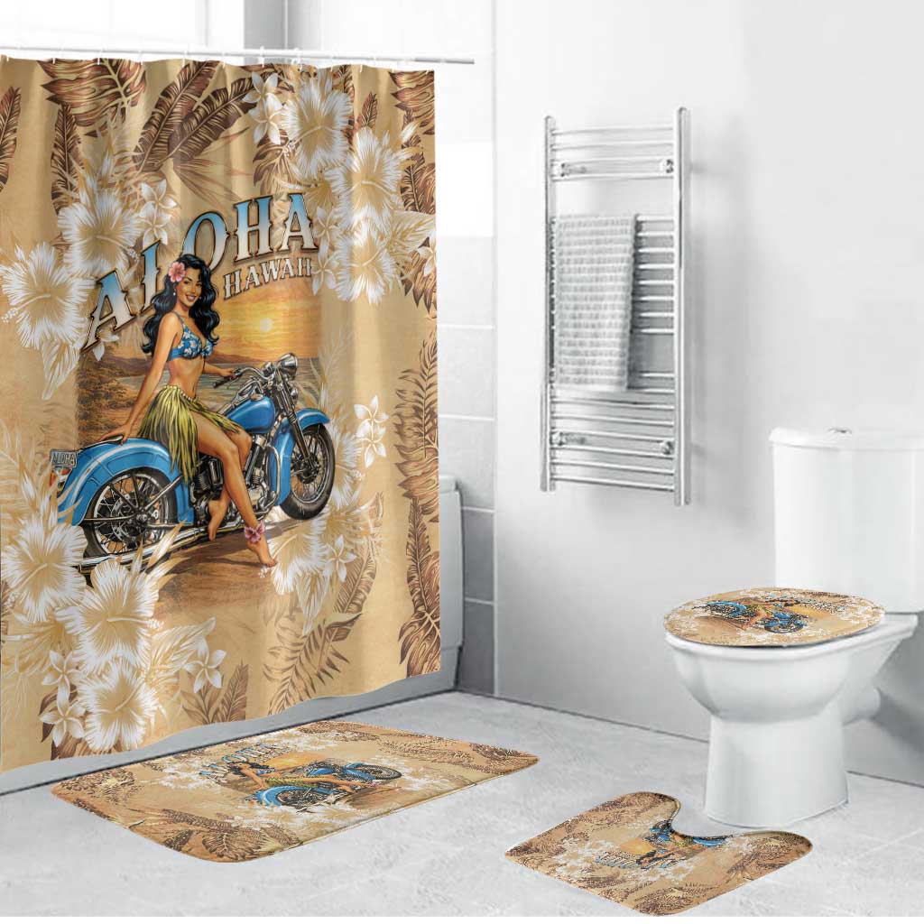 Aloha Hawaii Biker Bathroom Set Ride To Paradise LT05 Bathroom Set (4 pcs) Beige - Polynesian Pride