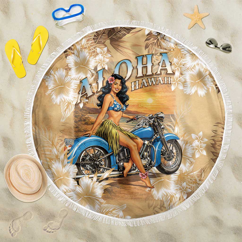 Aloha Hawaii Biker Beach Blanket Ride To Paradise LT05 One Size 150cm Beige - Polynesian Pride