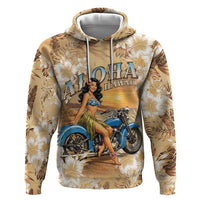 Aloha Hawaii Biker Hoodie Ride To Paradise LT05 Pullover Hoodie Beige - Polynesian Pride