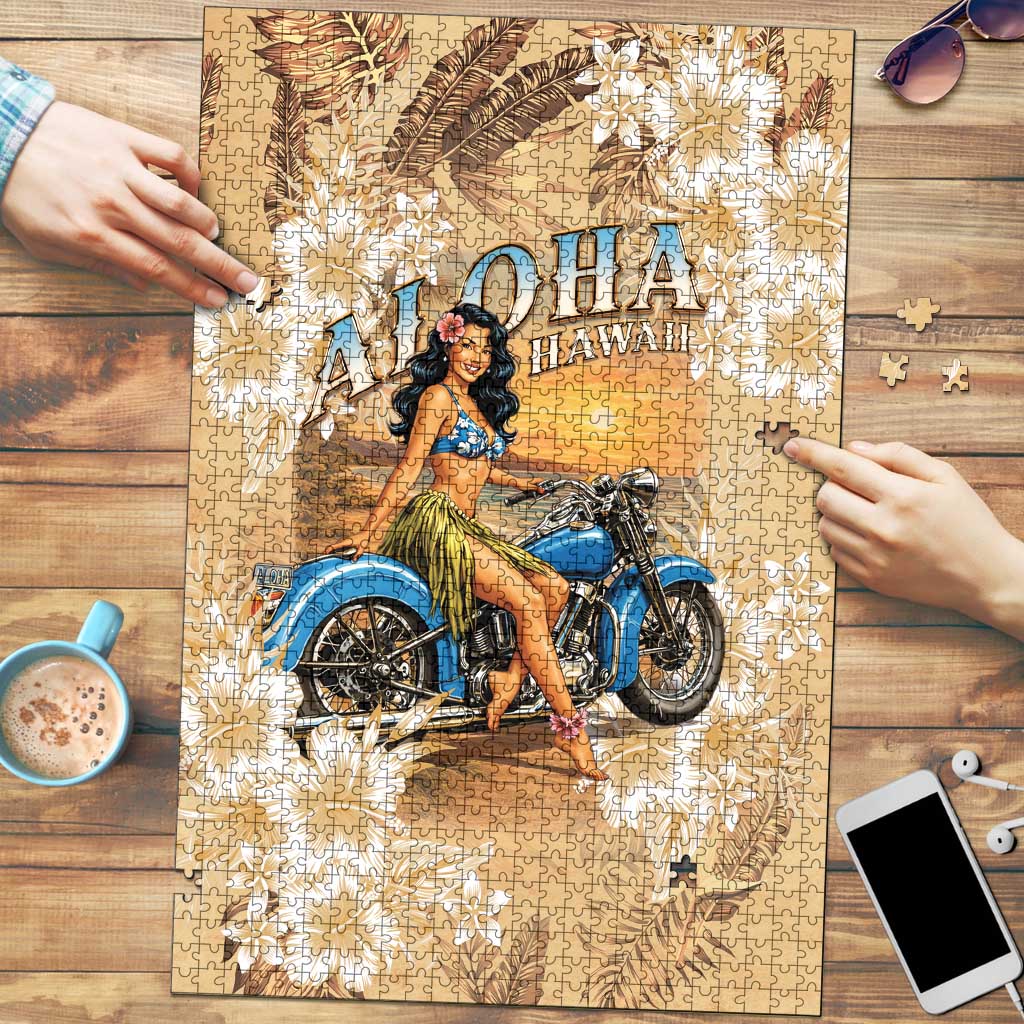 Aloha Hawaii Biker Puzzle Ride To Paradise LT05 Beige - Polynesian Pride