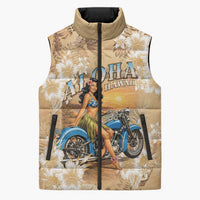 Aloha Hawaii Biker Sleeveless Puffer Jacket Ride To Paradise LT05 Unisex Beige - Polynesian Pride
