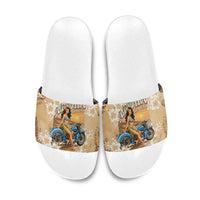 Aloha Hawaii Biker Slide Sandals Ride To Paradise LT05 Beige - Polynesian Pride