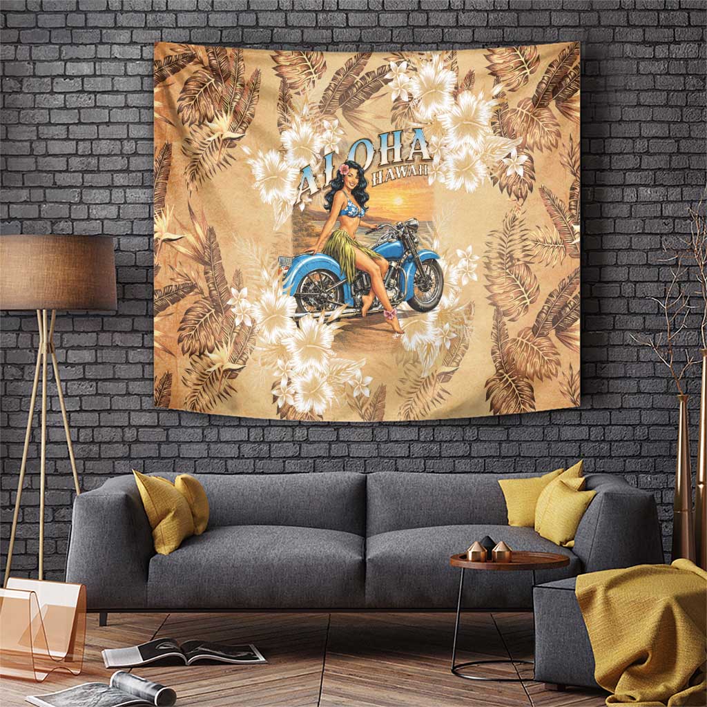 Aloha Hawaii Biker Tapestry Ride To Paradise LT05 Beige - Polynesian Pride