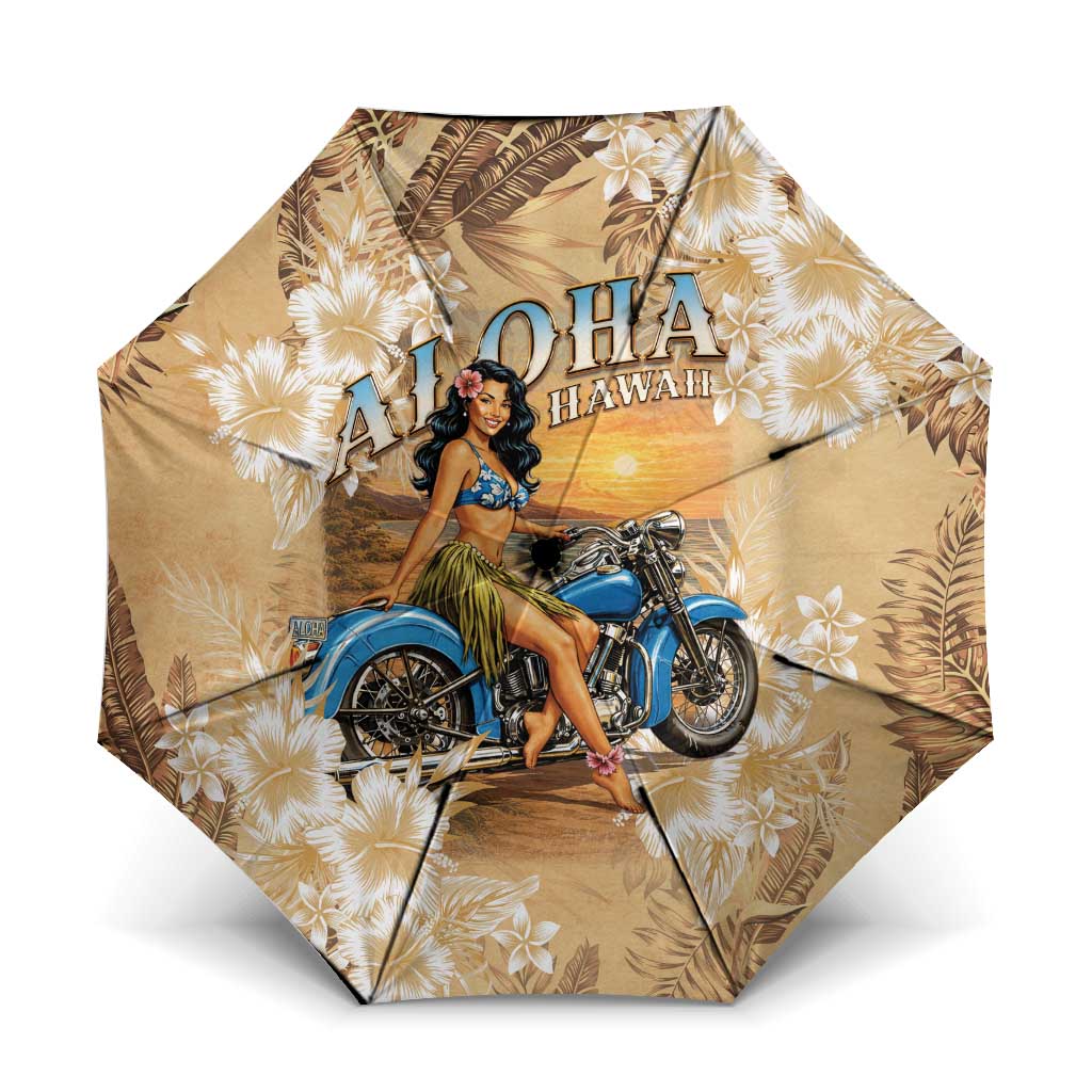 Aloha Hawaii Biker Umbrella Ride To Paradise LT05 One Size Folded 11.42 inch Opened Diameter 37.4 inch Beige - Polynesian Pride