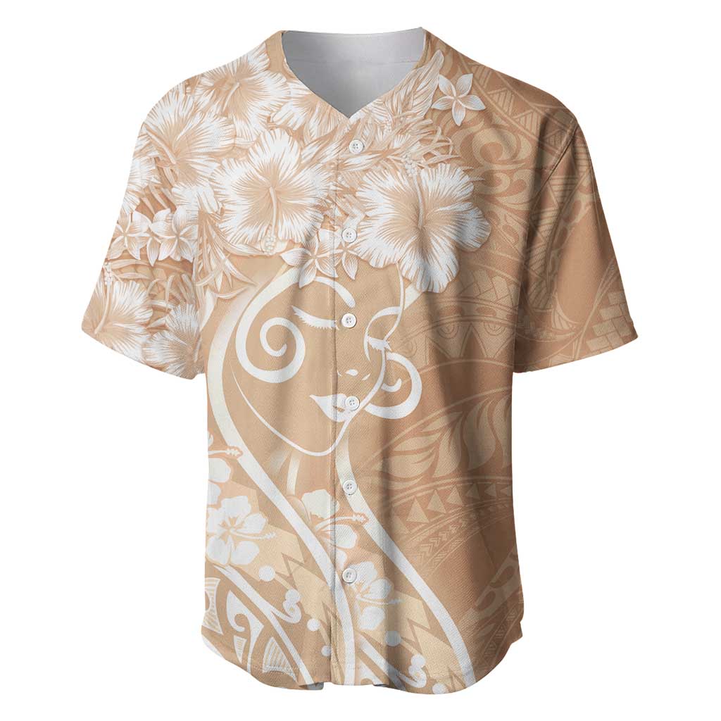 Polynesian Women's Day Baseball Jersey Brown Hibiscus Flowers With Polynesian Pattern LT05 Brown - Polynesian Pride