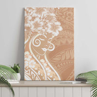 Polynesian Women's Day Canvas Wall Art Brown Hibiscus Flowers With Polynesian Pattern LT05 - Polynesian Pride