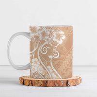 Polynesian Women's Day Ceramic Mug Brown Hibiscus Flowers With Polynesian Pattern LT05 Brown - Polynesian Pride