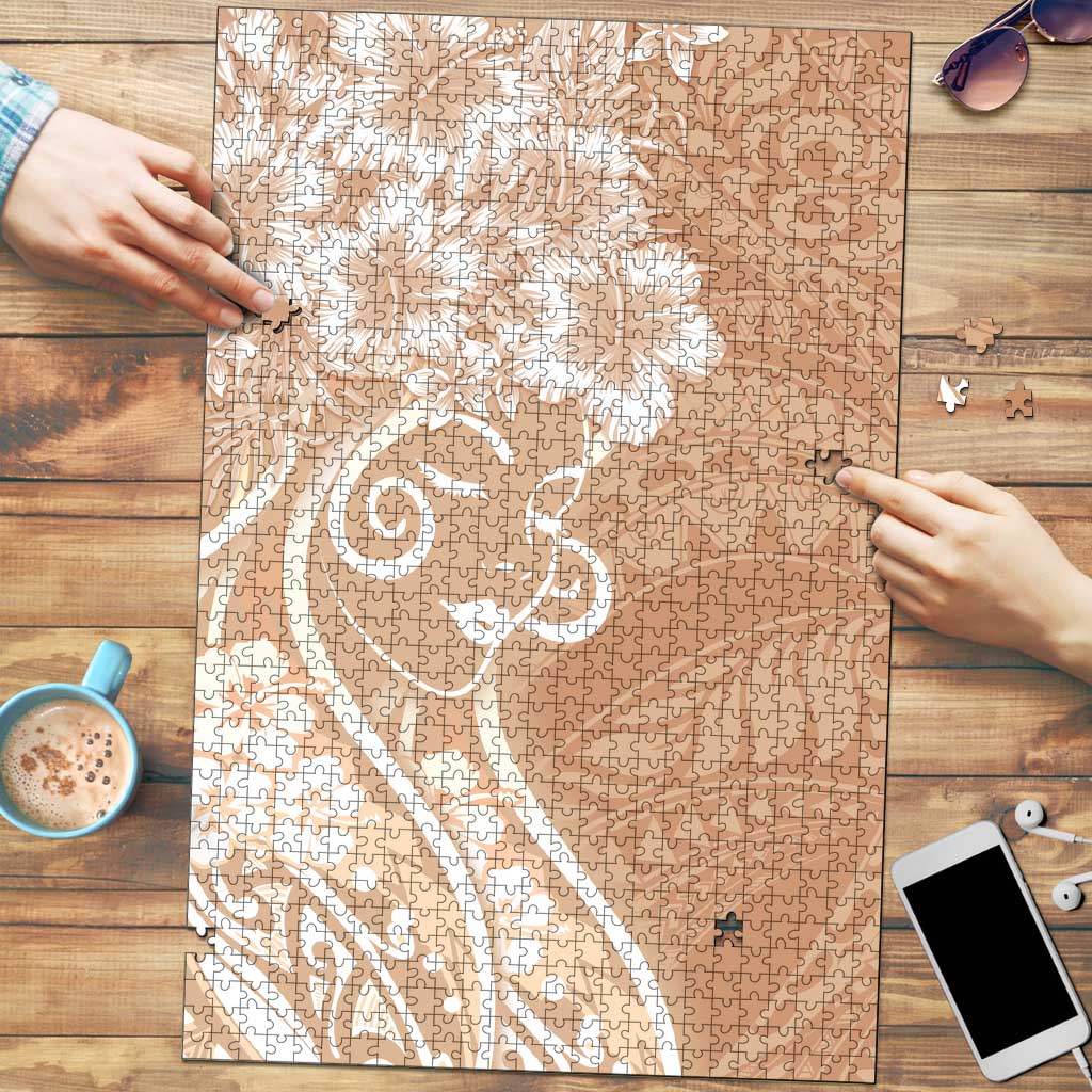 Polynesian Women's Day Puzzle Brown Hibiscus Flowers With Polynesian Pattern LT05 Brown - Polynesian Pride
