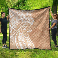 Polynesian Women's Day Quilt Brown Hibiscus Flowers With Polynesian Pattern LT05 - Polynesian Pride