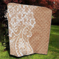 Polynesian Women's Day Quilt Brown Hibiscus Flowers With Polynesian Pattern LT05 - Polynesian Pride
