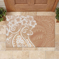 Polynesian Women's Day Rubber Doormat Brown Hibiscus Flowers With Polynesian Pattern LT05 Brown - Polynesian Pride