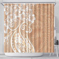 Polynesian Women's Day Shower Curtain Brown Hibiscus Flowers With Polynesian Pattern LT05 - Polynesian Pride