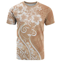 Polynesian Women's Day T Shirt Brown Hibiscus Flowers With Polynesian Pattern LT05 Brown - Polynesian Pride