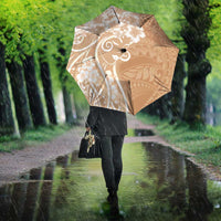 Polynesian Women's Day Umbrella Brown Hibiscus Flowers With Polynesian Pattern LT05 - Polynesian Pride