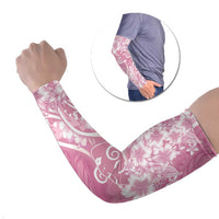 Polynesian Women's Day Arm Sleeves Pink Hibiscus Flowers With Polynesian Pattern LT05 Set of 2 Pink - Polynesian Pride