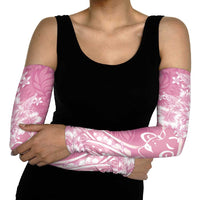 Polynesian Women's Day Arm Sleeves Pink Hibiscus Flowers With Polynesian Pattern LT05 - Polynesian Pride