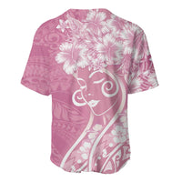 Polynesian Women's Day Baseball Jersey Pink Hibiscus Flowers With Polynesian Pattern LT05 - Polynesian Pride