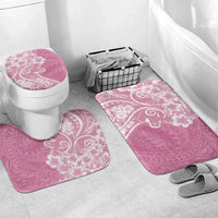 Polynesian Women's Day Bathroom Set Pink Hibiscus Flowers With Polynesian Pattern LT05 Mat Set Only (3 pcs) One Size Pink - Polynesian Pride