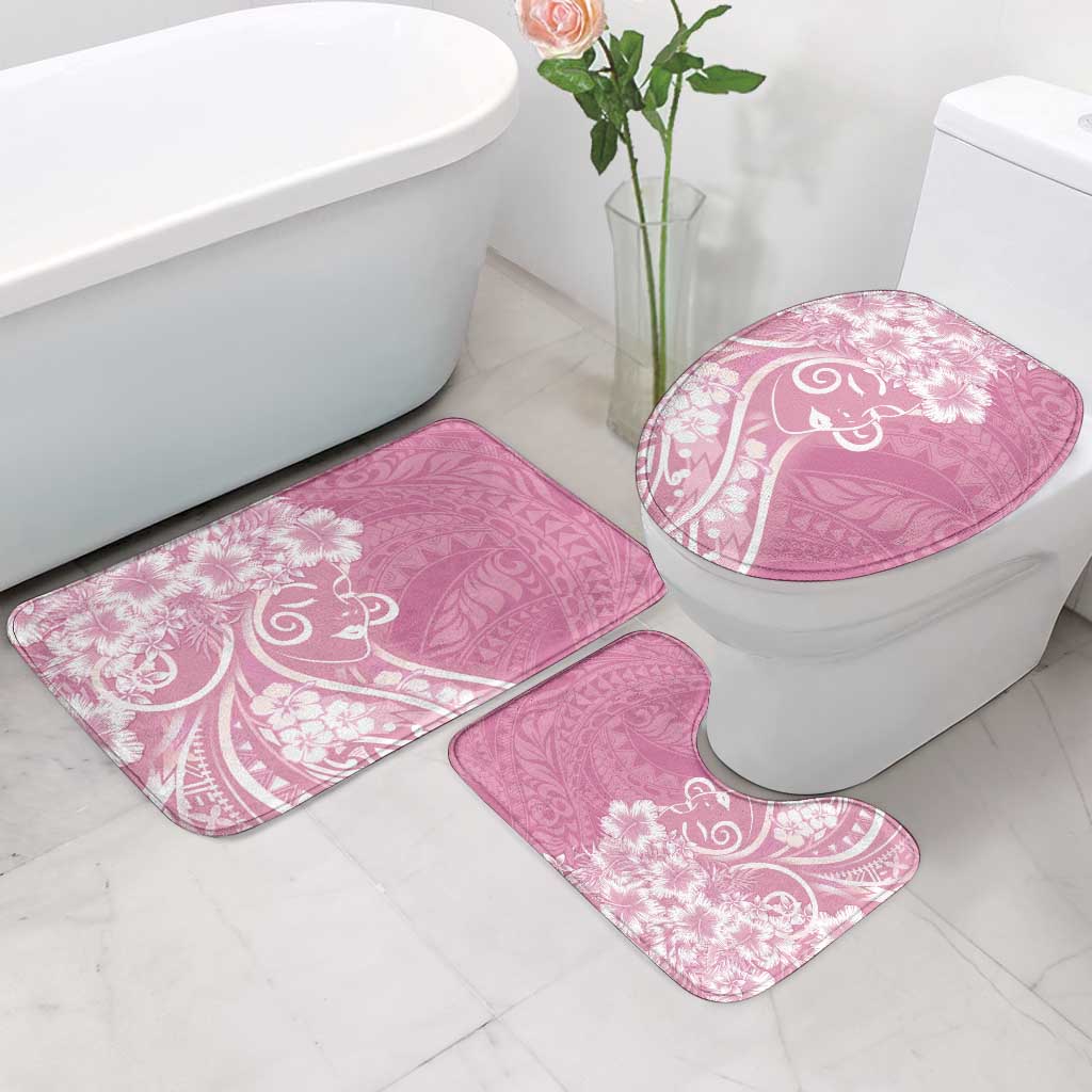 Polynesian Women's Day Bathroom Set Pink Hibiscus Flowers With Polynesian Pattern LT05 - Polynesian Pride