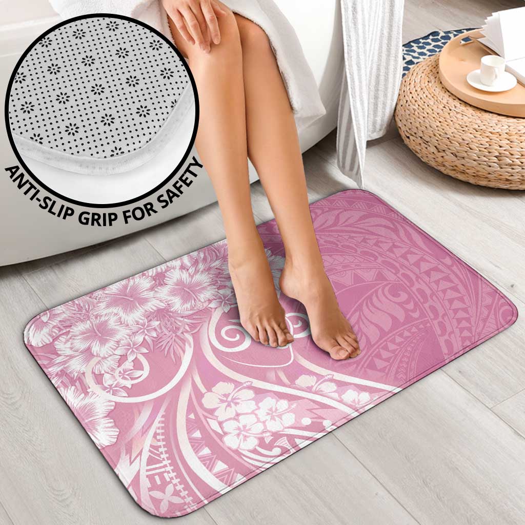 Polynesian Women's Day Bathroom Set Pink Hibiscus Flowers With Polynesian Pattern LT05 - Polynesian Pride