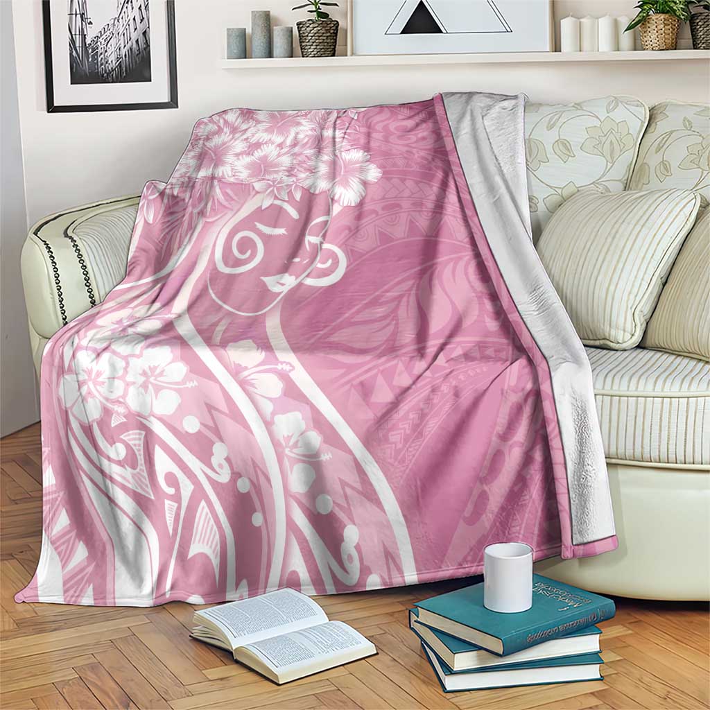 Polynesian Women's Day Blanket Pink Hibiscus Flowers With Polynesian Pattern LT05 Pink - Polynesian Pride