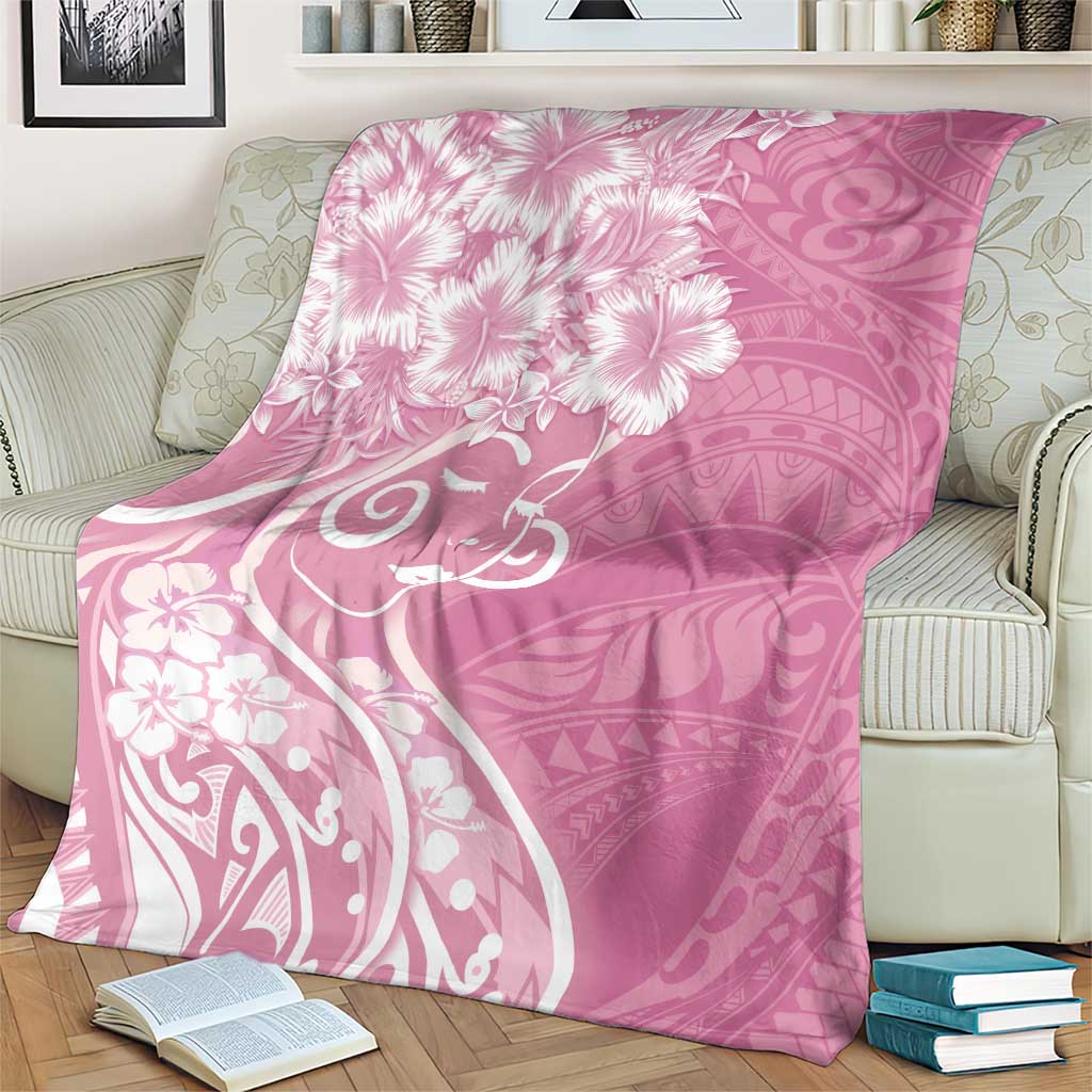 Polynesian Women's Day Blanket Pink Hibiscus Flowers With Polynesian Pattern LT05 - Polynesian Pride