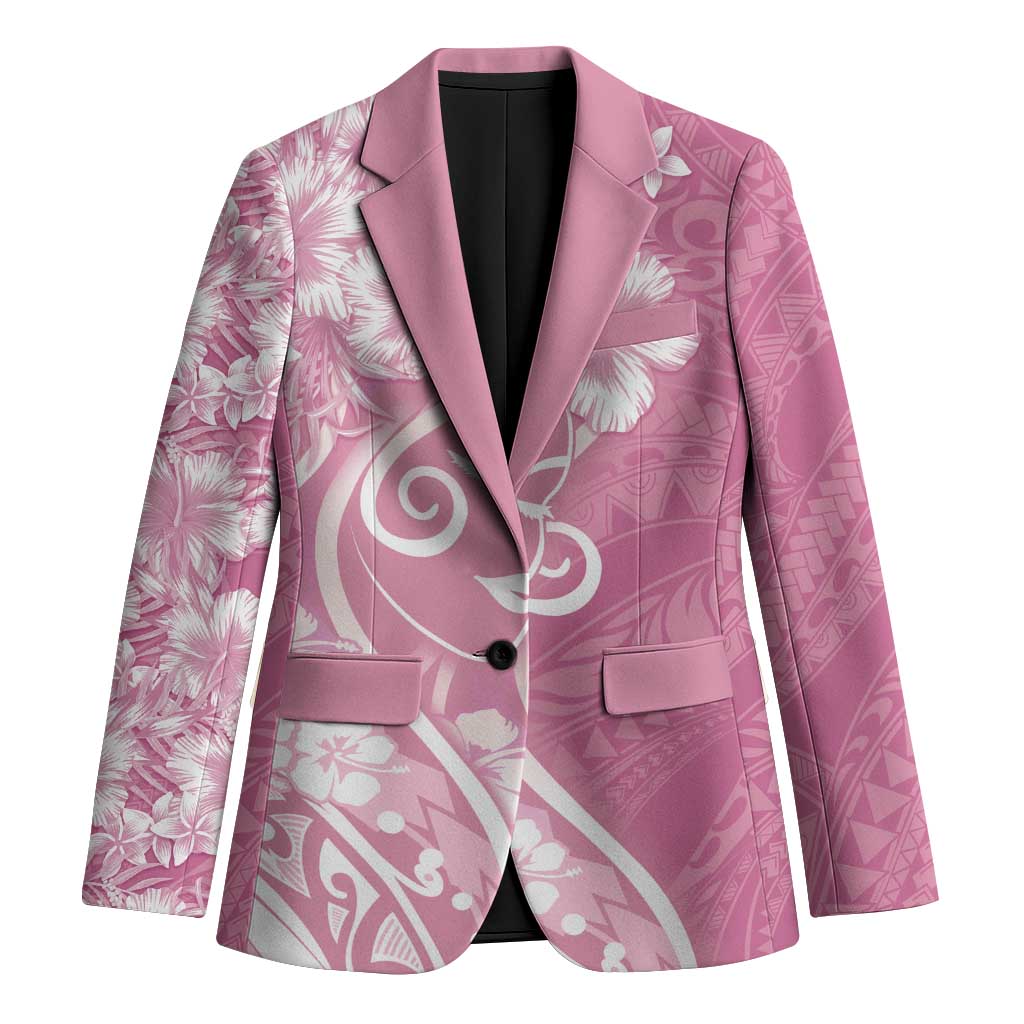 Polynesian Women's Day Blazer Pink Hibiscus Flowers With Polynesian Pattern LT05 Unisex Pink - Polynesian Pride