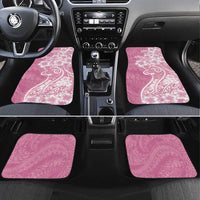 Polynesian Women's Day Car Mats Pink Hibiscus Flowers With Polynesian Pattern LT05 Set 4pcs Pink - Polynesian Pride