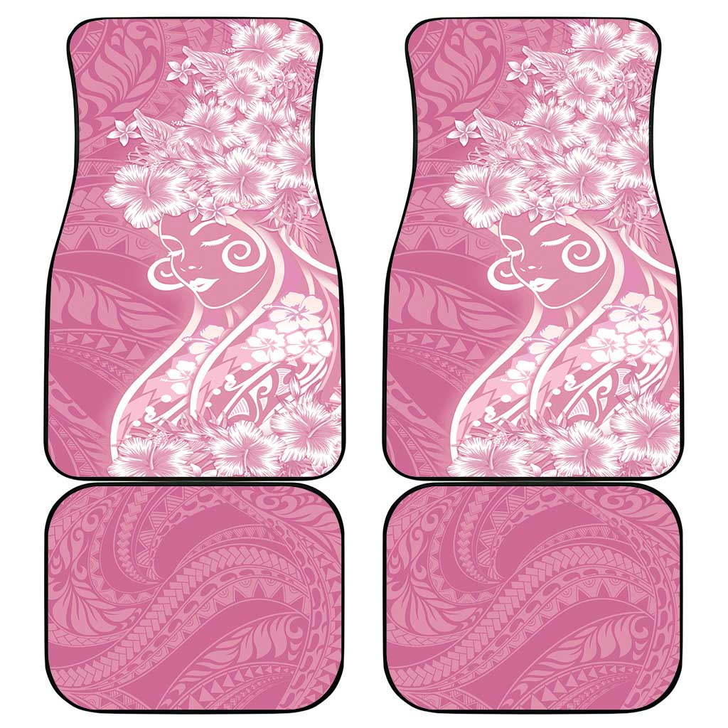 Polynesian Women's Day Car Mats Pink Hibiscus Flowers With Polynesian Pattern LT05 - Polynesian Pride