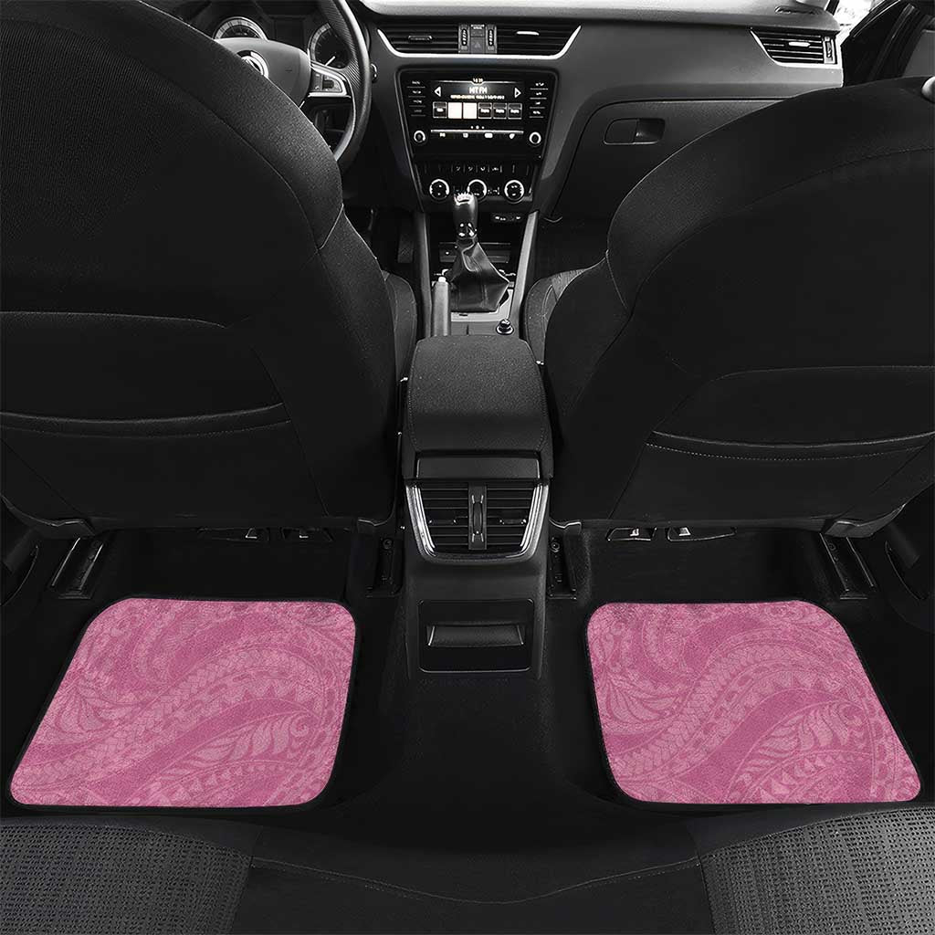 Polynesian Women's Day Car Mats Pink Hibiscus Flowers With Polynesian Pattern LT05 Set 2pcs - Back Pink - Polynesian Pride