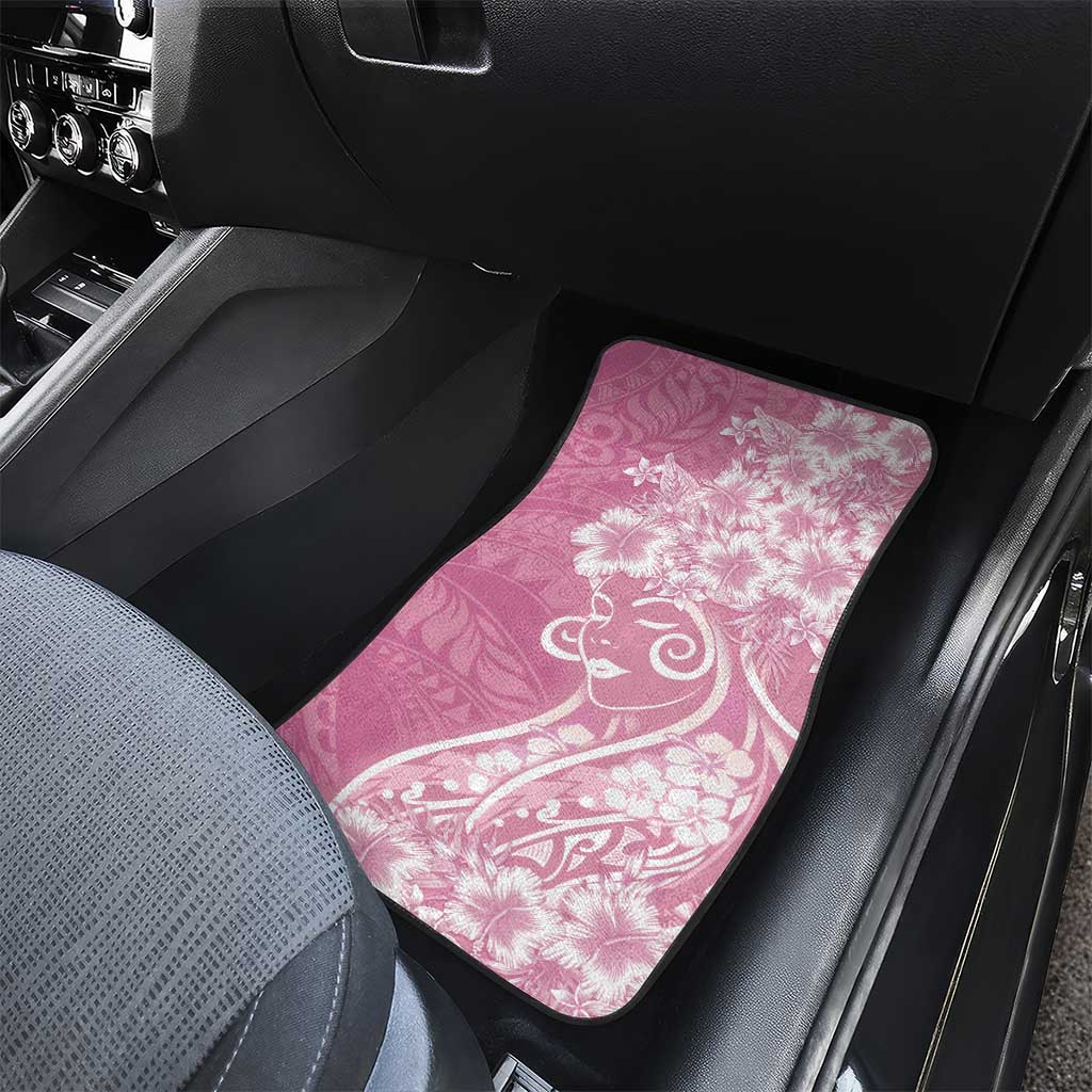 Polynesian Women's Day Car Mats Pink Hibiscus Flowers With Polynesian Pattern LT05 - Polynesian Pride
