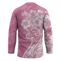 Polynesian Women's Day Hockey Jersey Pink Hibiscus Flowers With Polynesian Pattern LT05 - Polynesian Pride