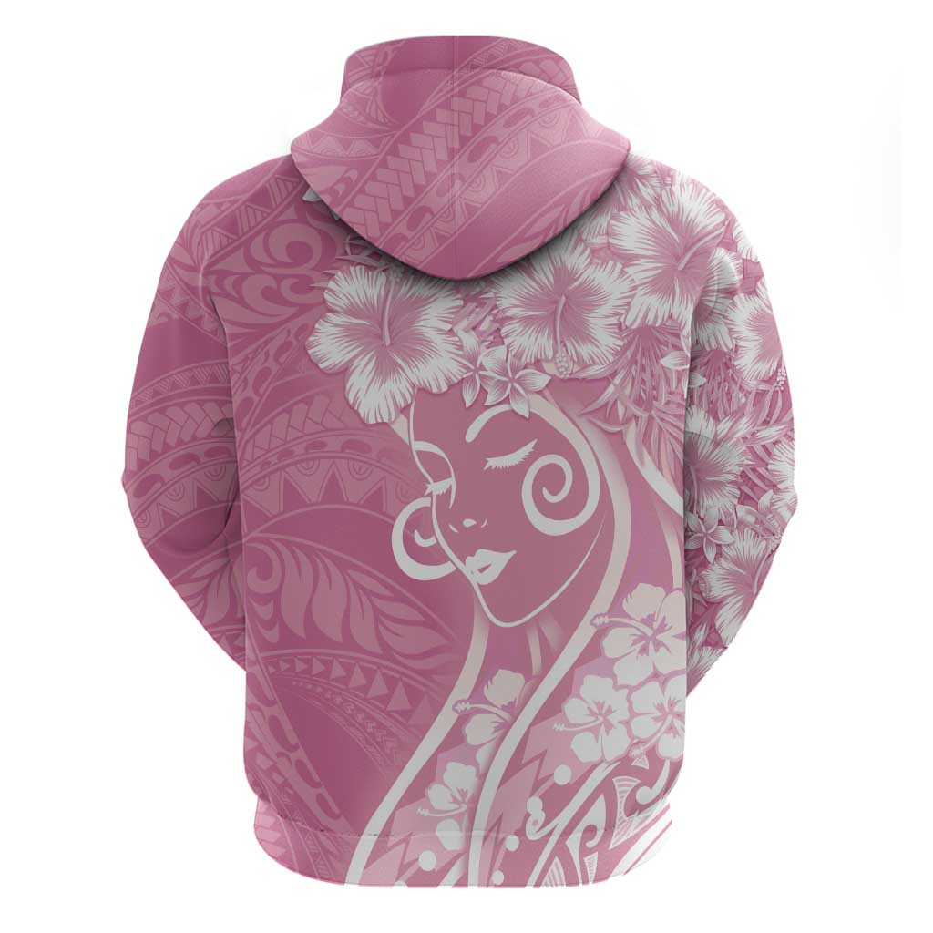 Polynesian Women's Day Hoodie Pink Hibiscus Flowers With Polynesian Pattern LT05 - Polynesian Pride