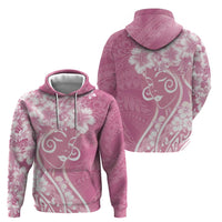 Polynesian Women's Day Hoodie Pink Hibiscus Flowers With Polynesian Pattern LT05 - Polynesian Pride
