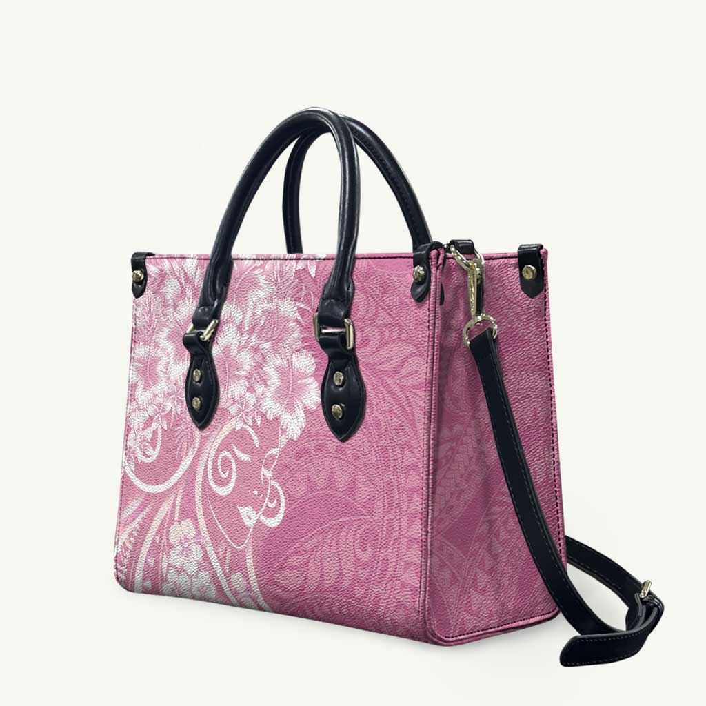 Polynesian Women's Day Leather Bag Pink Hibiscus Flowers With Polynesian Pattern LT05 Pink - Polynesian Pride