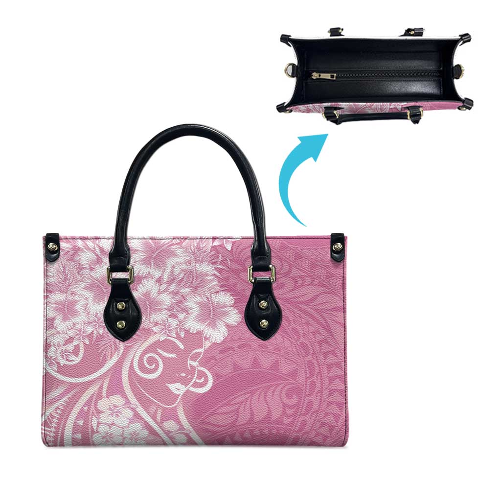 Polynesian Women's Day Leather Bag Pink Hibiscus Flowers With Polynesian Pattern LT05 - Polynesian Pride