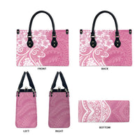 Polynesian Women's Day Leather Bag Pink Hibiscus Flowers With Polynesian Pattern LT05 - Polynesian Pride