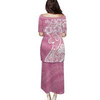 Polynesian Women's Day Puletasi Pink Hibiscus Flowers With Polynesian Pattern LT05 - Polynesian Pride