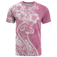 Polynesian Women's Day T Shirt Pink Hibiscus Flowers With Polynesian Pattern LT05 Pink - Polynesian Pride